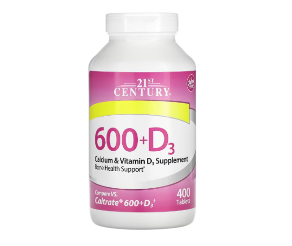 21st Century, 600+D3, Calcium- und Vitamin-D3-Ergänzungsmittel, 400 Tabletten