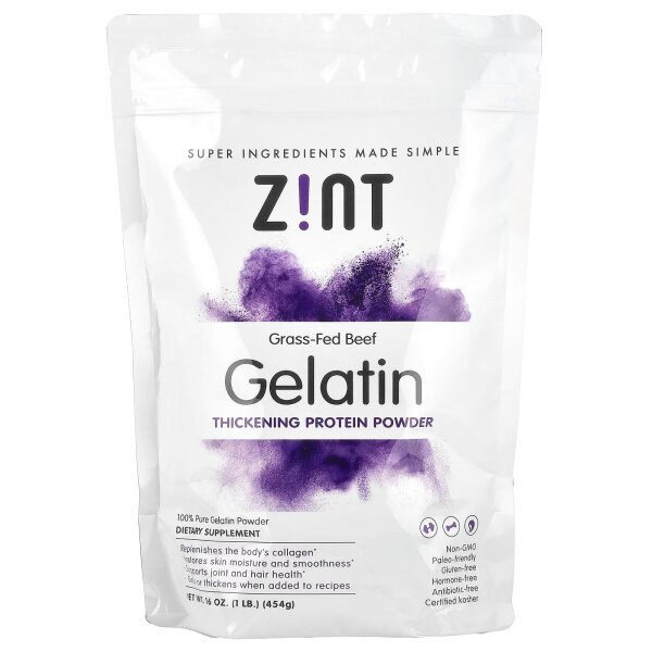 Zint, Gelatin Thickening Protein Powder, Gelatine Thickening Protein Powder, Proteinpulver von grasgefütterten Rindern, 454 g