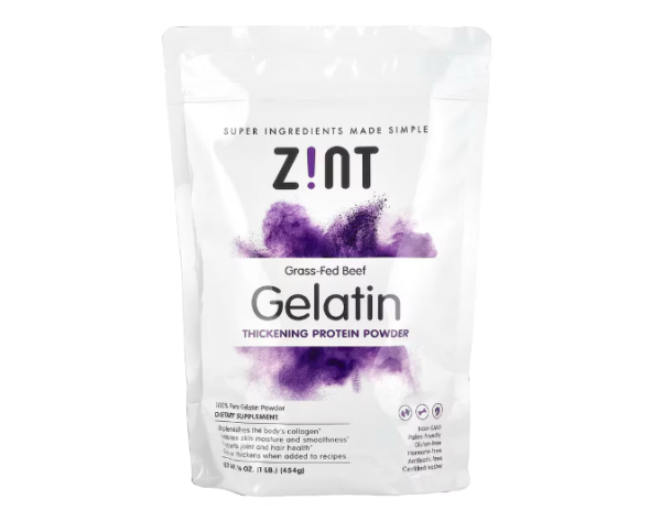 Zint, Gelatin Thickening Protein Powder, Gelatine Thickening Protein Powder, Proteinpulver von grasgefütterten Rindern, 454 g
