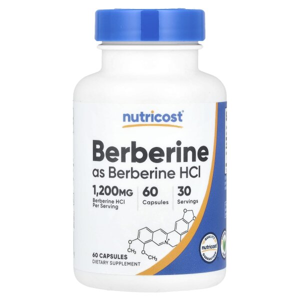 Nutricost, Berberine, Berberin, 1.200 mg, 60 Kapseln (600 mg pro Kapsel)