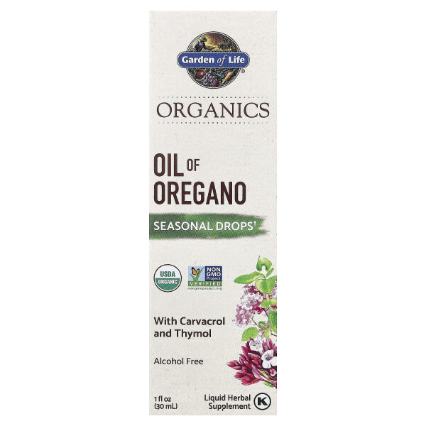 Garden of Life, Organics, Oil of Oregano, Oreganoöl, saisonale Tropfen, alkoholfrei, 30 ml