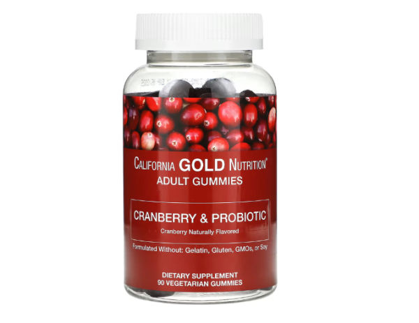 California Gold Nutrition, Cranberry & Probiotic Gummies, probiotische Fruchtgummis, natürliche Cranberry, 90 vegetarische Fruchtgummis