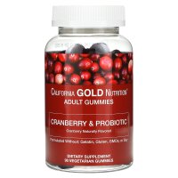 California Gold Nutrition, Cranberry & Probiotic Gummies, probiotische Fruchtgummis, natürliche Cranberry, 90 vegetarische Fruchtgummis