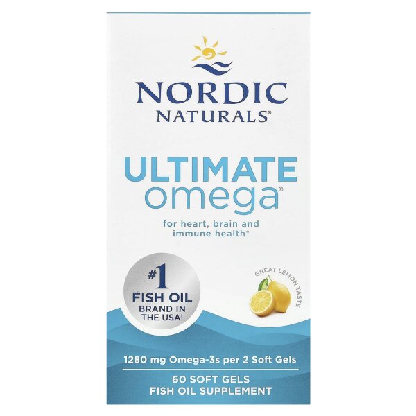 Nordic Naturals, Ultimate Omega, Omega-3-Fischöl, Zitrone, 1.280 mg, 60 Weichkapseln