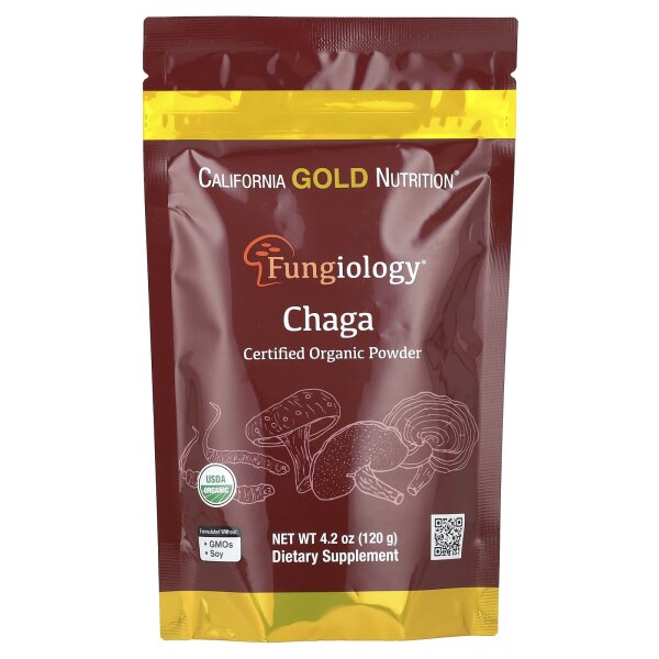 California Gold Nutrition, Fungiology®, Chaga-Pulver mit Bio-Zertifizierung, 120 g