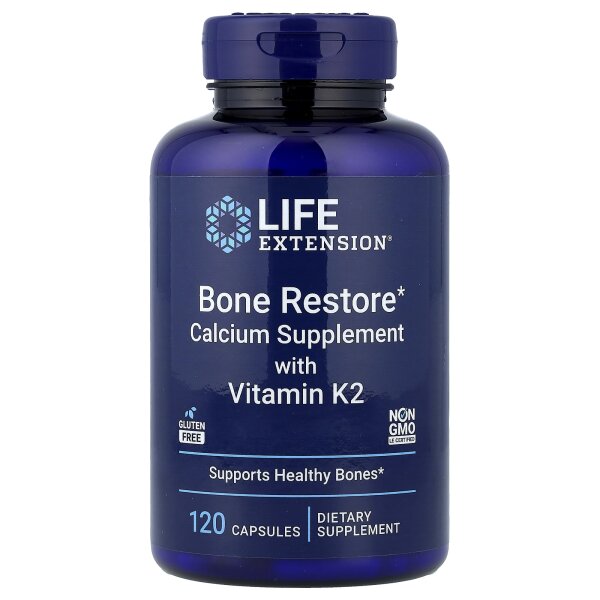 Life Extension, Bone Restore with Vitamin K2, Knochenregeneration mit Vitamin K2, 120 Kapseln