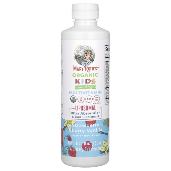 MaryRuths, Organic Kids, Multivitamin Liposomal, liposomale Multivitamine für Kinder, Alter 4–13 Jahre, Erdbeer-Kirsch-Vanille, 450 ml