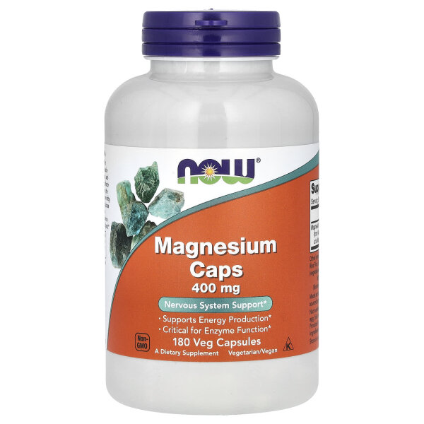 NOW Foods, Magnesium Caps, Magnesium-Kapseln, 400 mg, 180 vegetarische Kapseln
