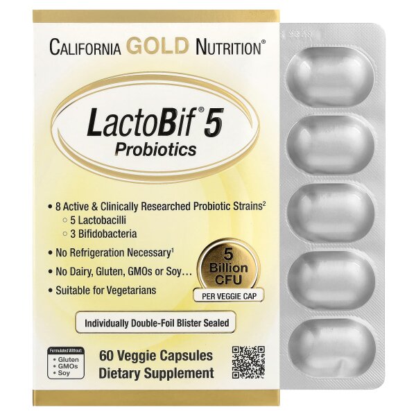 California Gold Nutrition 5 Probiotika 5 Lactobacilli DOPPELPACK 60 Kapse