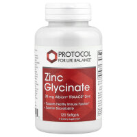 Protocol for Life Balance, Zinc Glycinate, Zinkglycinat, 30 mg, 120 Weichkapseln