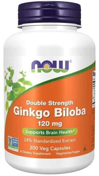 NOW Foods, Ginkgo Biloba, doppelte St?rke, 120 mg, 200 vegetarische Kapseln