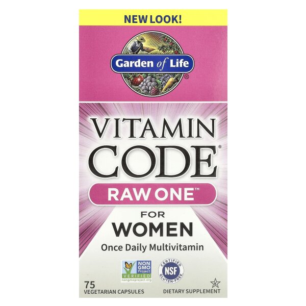 Garden of Life, Vitamin Code, RAW One, Once Daily Multivitamin for Women, Multivitamine für Frauen, einmal tägliche Einnahme, 75 vegetarische Kapseln