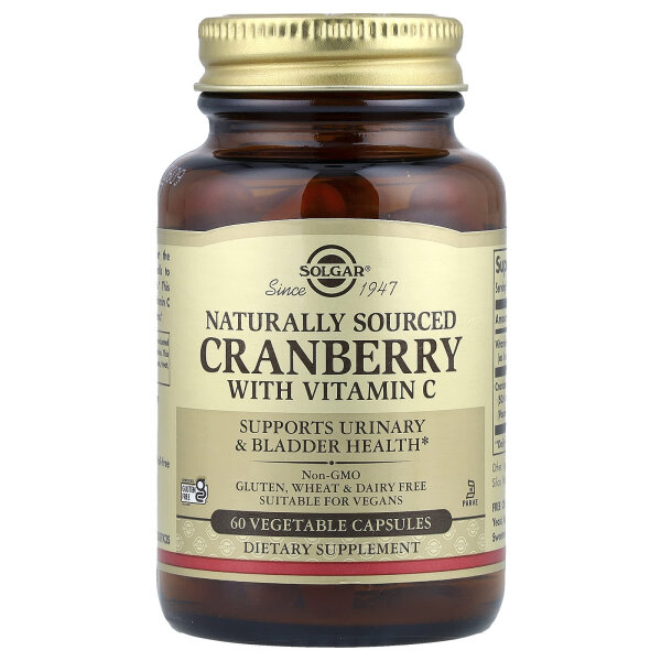 Solgar, Natⁿrliche Cranberrys mit Vitamin C, 60 Veggiekapseln
