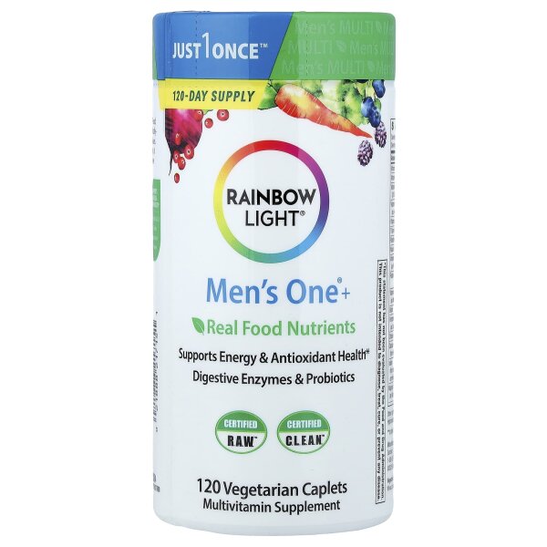 Rainbow Light, Men‘s One Daily Multivitamin, tägliches Multivitamin für Männer, hochwirksam, 120 vegetarische Tabletten