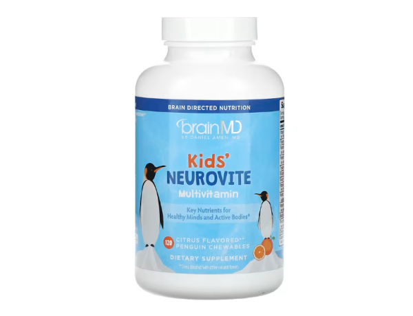 BrainMD, Kinder, Neurovite Multivitamin, Zitrus, 120 Pinguin-Kautabletten