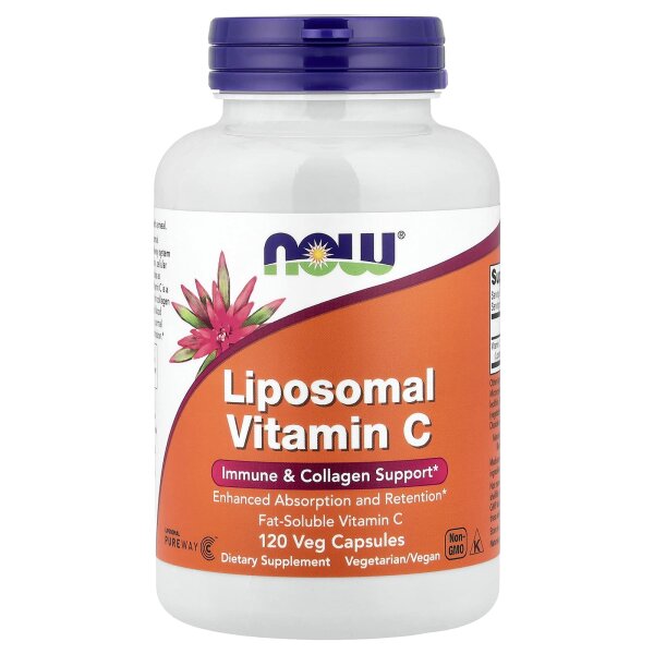 NOW Foods, Liposomal Vitamin C, liposomales Vitamin C, 1.000 mg, 120 pflanzliche Kapseln (500 mg pro Kapsel)