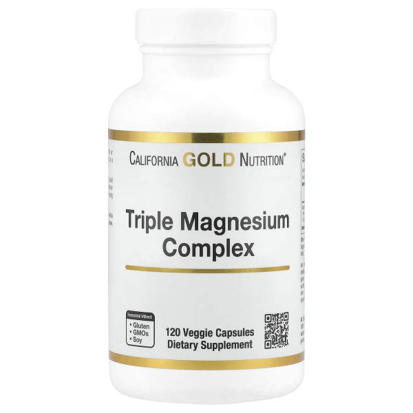California Gold Nutrition, Triple Magnesium Complex, Magnesium-Malat-, Citrat- und Bisglycinat-Chelat, 120 vegetarische Kapseln