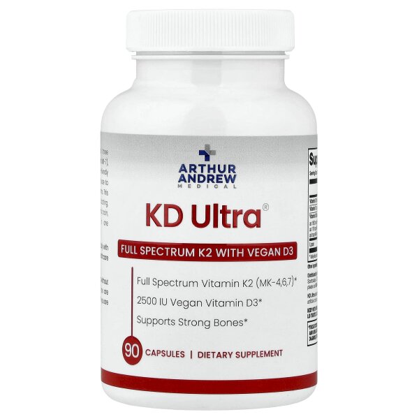 Arthur Andrew Medical, KD Ultra, Full Spectrum K2 mit Vegan D3, 90 Kapseln