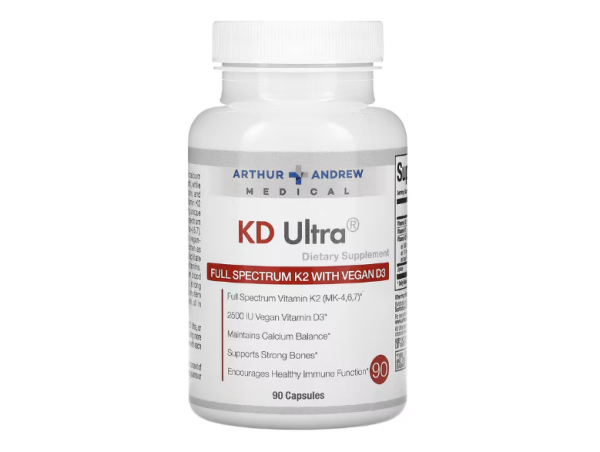 Arthur Andrew Medical, KD Ultra, Full Spectrum K2 mit Vegan D3, 90 Kapseln
