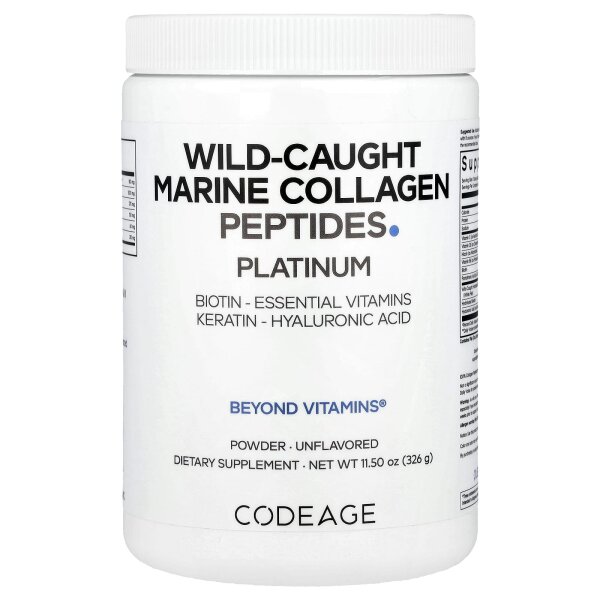 Codeage, Wild-Caught Marine Collagen Peptides Powder, Meereskollagenpeptide in Pulverform aus wild gefangenem Fisch, geschmacksneutral, 326 g