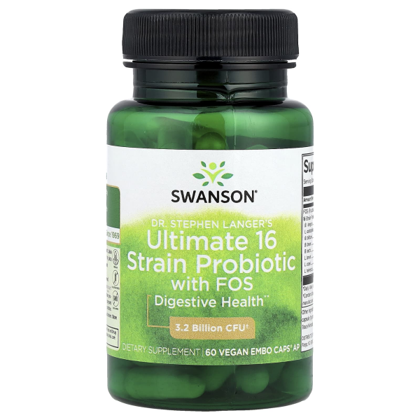 Swanson, Dr. Stephen Langers Ultimate 16 Stämme Probiotikum mit FOS, 60 vegane EMBO Caps® AP