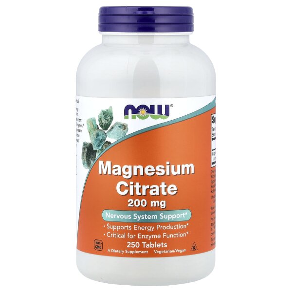 Now Foods, Magnesium Citrate, 200mg, 250 Veg. Tabletten