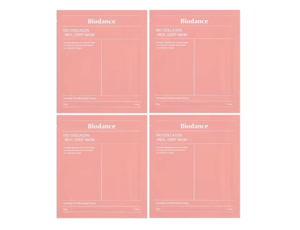 Biodance, Bio Collagen-Real Deep Beauty Mask, Bio-Kollagen-Real Deep Beauty-Maske, 4 Tuchmasken, je 34 g