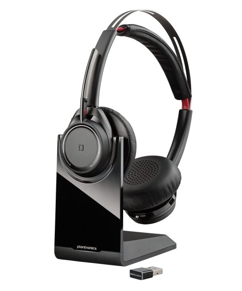 Poly Voyager Focus UC mit Ladestation OHNE DONGEL (Plantronics) - Bluetooth Dual-Ear (Stereo) Headset mit Boom Mic - USB-A Kompatibel mit PC und Mac - Aktive Geräuschunterdrückung - Teams, Zoom & mehr #1 #1 #1