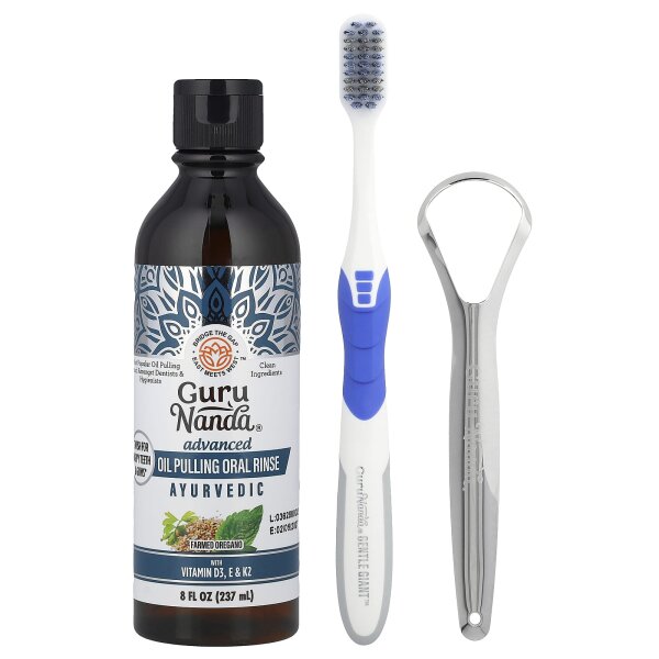 GuruNanda, Advanced Formula Pulling Oil, Teeth & Gums, Mundziehöl mit verbesserter Formel für Zähne und Zahnfleisch, 3 Stück