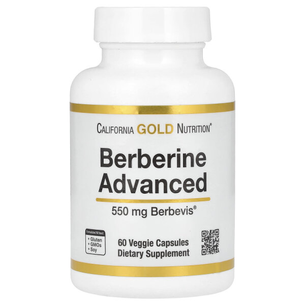California Gold Nutrition, verbessertes Berberin, Berbevis-Phytosom mit Berberin-Phospholipid-Komplex mit Sonnenblumenlecithin, 550 mg, 60 pflanzliche Kapseln