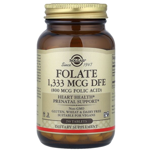 Solgar, Folat, 1.333 mcg DFE, 250 Tabletten