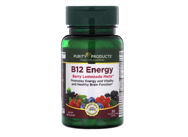 Purity Products, B12 Energy, Berry Lemonade Melts, B12-Energie, schmelzende Beerenlimonade, 30 schnell lösliche Tabletten
