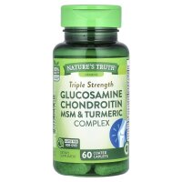 Natures Truth, Glucosamine Chondroitin MSM & Turmeric Complex, Glucosamin-Chondroitin-MSM- und Kurkuma-Komplex, dreifache Wirkstärke, 60 beschichtete Kapseln