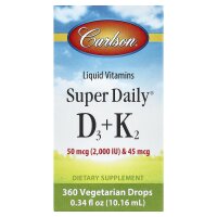 Carlson, Super Daily® D3 + K2, Vitamin D3 + K2, 10,16 ml
