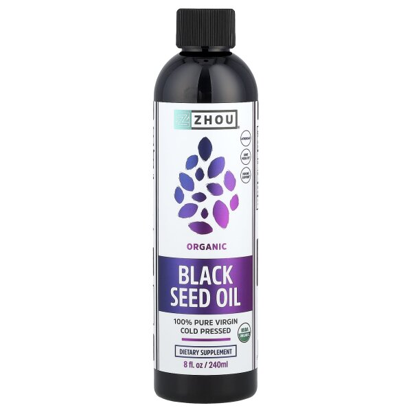Zhou Nutrition, Bio, 100% reines natives Schwarzkümmelöl, kalt gepresst, 240 ml