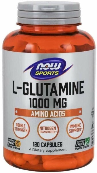 NOW Foods, Sports, L-Glutamin,doppelte St?rke, 1.000 mg, 120 pflanzliche Kapseln