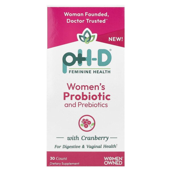 pH-D Feminine Health, Womens Probiotic and Prebiotics With Cranberry, Probiotika und Präbiotika für Frauen mit Cranberry, 30 Kapseln