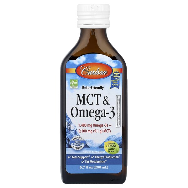 Carlson, MCT und Omega-3, natürliche Zitrone-Limette, 200 ml