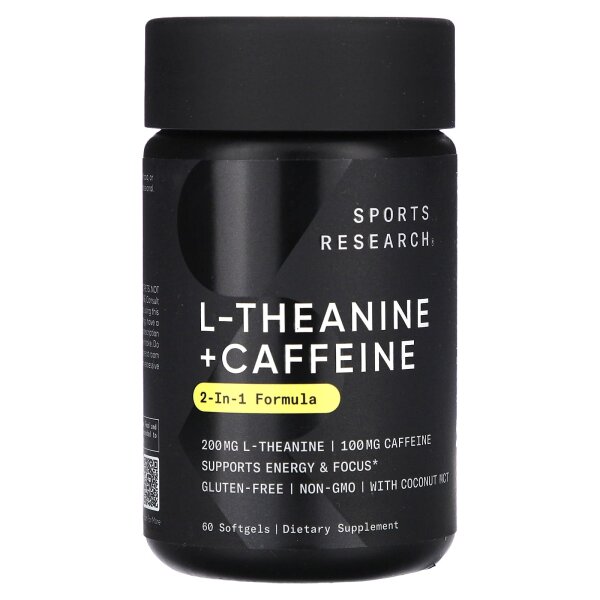 Sports Research, L-Theanine & Caffeine, L-Theanin und Koffein, 2-in-1-Formel, 60 Weichkapseln