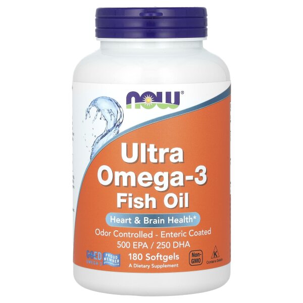 NOW FOODS, ULTRA OMEGA-3 500 EPA/250 DHA Herz-Unterst?tzung 180 Weichkapseln