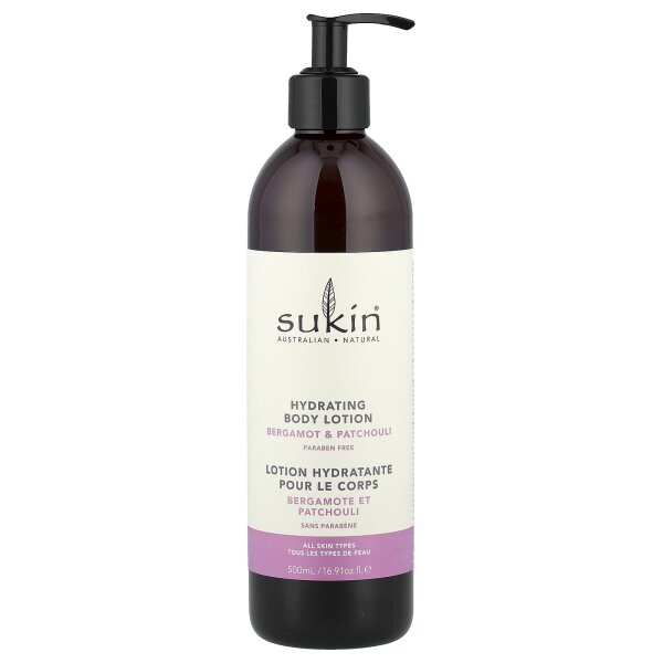 Sukin, Feuchtigkeitsspendende Körperlotion, Bergamotte und Patschuli, 500 ml