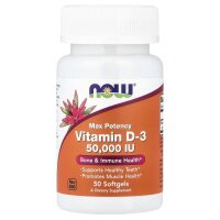NOW Foods, Vitamin D-3, Vitamin D3 mit maximaler Wirksamkeit, 50.000 IE, 50 Weichkapseln