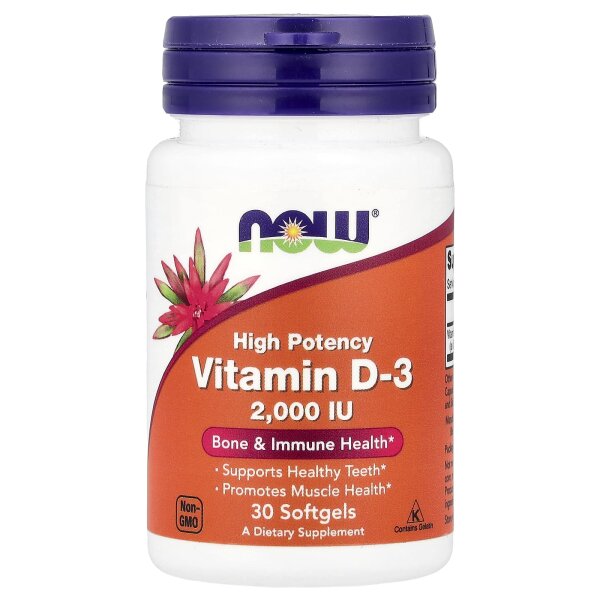 NOW Foods, Vitamin D-3, 2.000 IU, 30 Weichkapseln - DE Versand via DHL