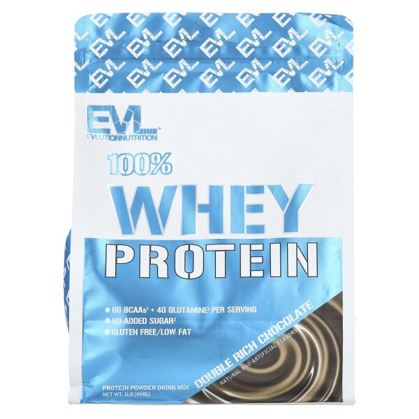 EVLution Nutrition, 100% Molkenprotein, doppelt reichhaltige Schokolade, 454 g