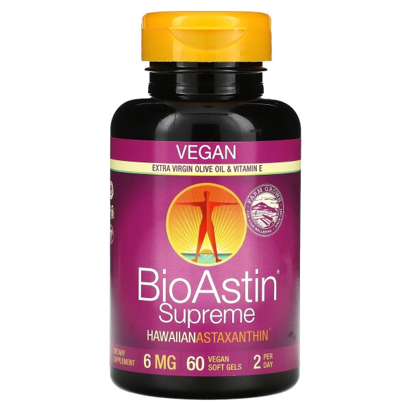Nutrex Hawaii, BioAstin Supreme, Hawaiian Astaxanthin, hawaiianisches Astaxanthin, 6 mg, 60 vegane Weichkapseln