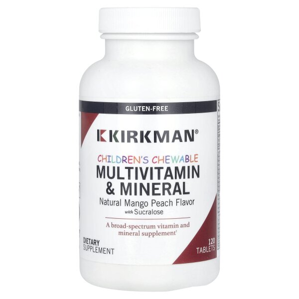 Kirkman Labs, Childrens Chewable Multivitamin & Mineral, Multivitamin und Mineralstoff für Kinder, natürliche Mango-Pfirsich, 120 Tabletten