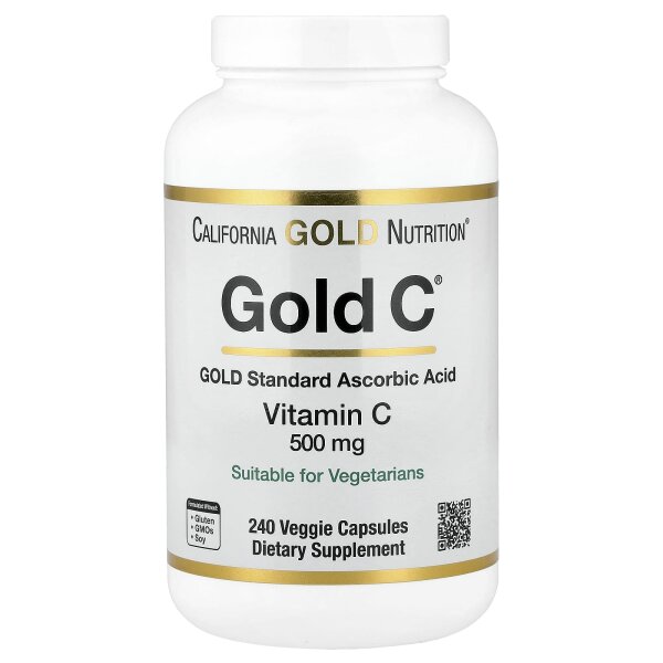 California Gold Nutrition, Gold C™, USP Grade Vitamin C, Vitamin C in USP-Qualität, 500 mg, 240 pflanzliche Kapseln