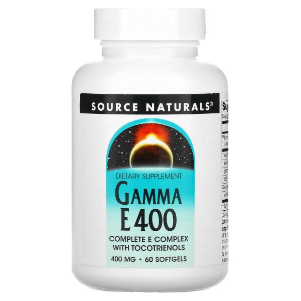 Source Naturals, Gamma E 400, kompletter Vitamin-E-Komplex mit Tocotrienolen, 400 mg, 60 Weichkapseln