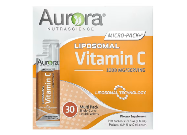 Aurora Nutrascience, Micro-Pack+ Liposomal Vitamin C, Micro-Pack+ liposomales Vitamin C, 1.000 mg, 30 mit Flüssigkeit gefüllte Einzelportionspäckchen, je 7 ml