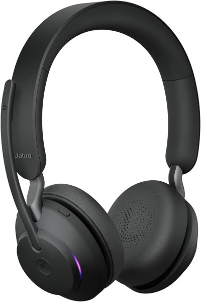 Jabra Evolve2 65 Wireless Headset Noise Cancelling Microsoft Teams Zertifizierte Stereo Kopfhörer mit Langer Akkulaufzeit – USB-A Bluetooth Adapter – Schwarz